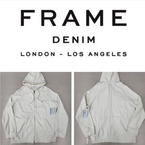 Frame Denim Mens Zip Up Sweater In White